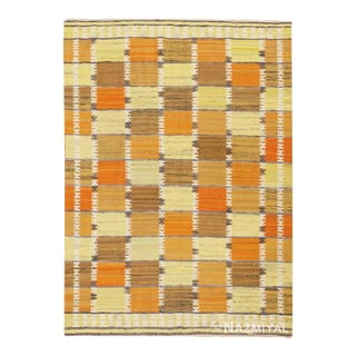 Nazmiyal Collection Geometric Scandinavian Wanda Krakow Mid Century Modern Kilim Rug For Sale