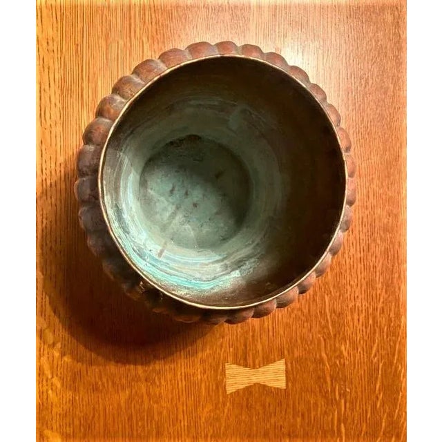 1950s Vintage Egyptian Hammered Copper Wide Mouth Vase - Mid 20th Century For Sale - Image 5 of 6