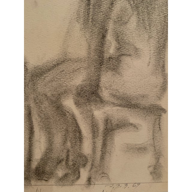 "Male and Female Nudes" Mid Century Male and Female Nude Charcoal and Ink Drawing For Sale - Image 4 of 4