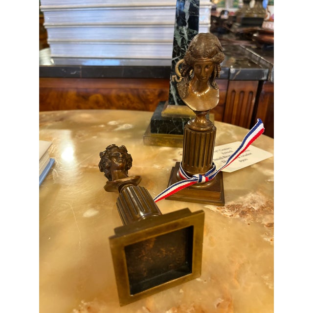 Neoclassical 19th Century French Small Bronze Sculptures Dionysus & Ariadne - Set of 2 For Sale - Image 3 of 5