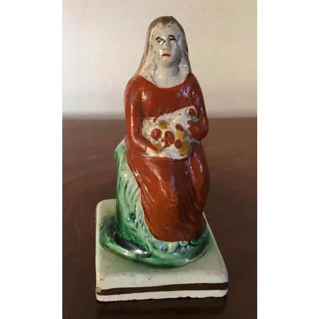 Traditional 1800 English Georgian Staffordshire Pearlware Figure of Summer Prattware For Sale - Image 3 of 11