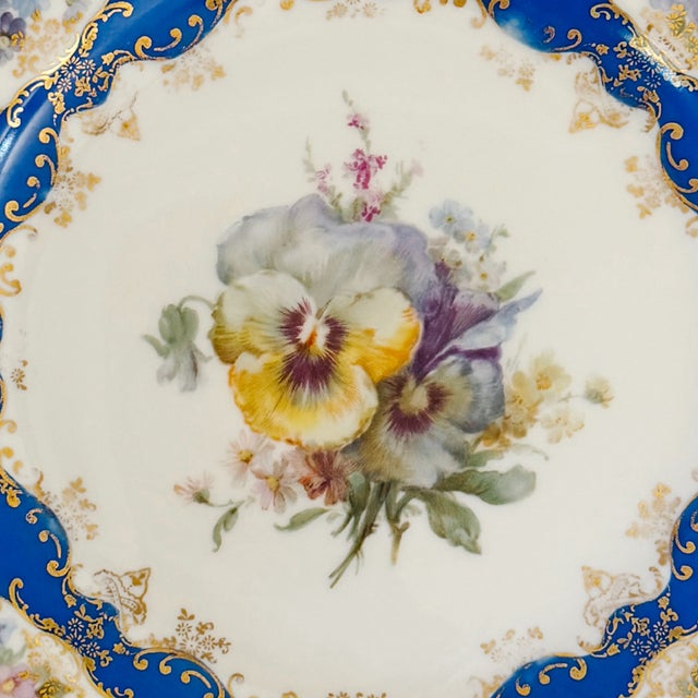 Late 19th Century Antique Rosenthal Cobalt Blue & Gilt Octagonal Floral Dinner Plates - Set of 12 For Sale - Image 5 of 13