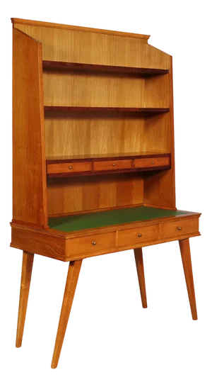 Mid-Century Modern Writing Desk with Bookcase by Fratelli Rizzi for La Permanente Mobili Cantù, Italy, 1950s, Set of 2
