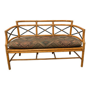 McGuire Gondola Settee – Coastal Bamboo Loveseat, Designer Statement, Priced to Sell