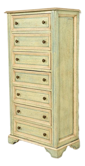Italian Neoclassical Green and Cream Painted Lingerie Chest or Semainier