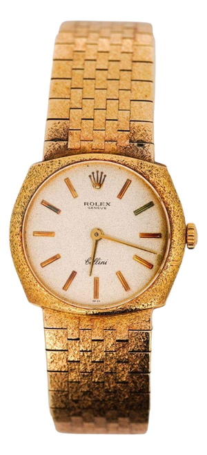 Vintage Rolex Cellini Manual Gold Frosted Integral Bracelet Watch