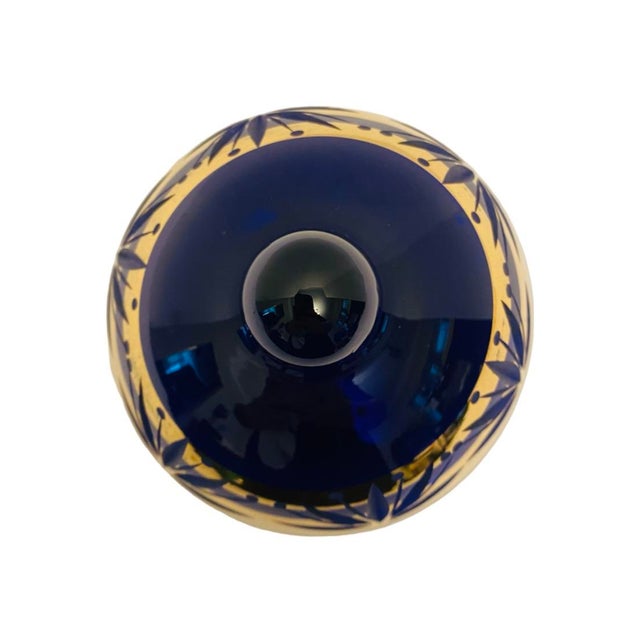 Early 20th Century Early 20th Century Art Deco Irene Cobalt Blue Glass Lidded Dish For Sale - Image 5 of 8