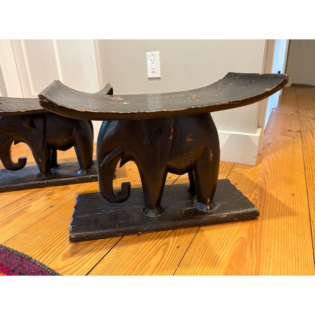 1930s Pair of Antique Elephant Ashanti Stools For Sale - Image 5 of 12