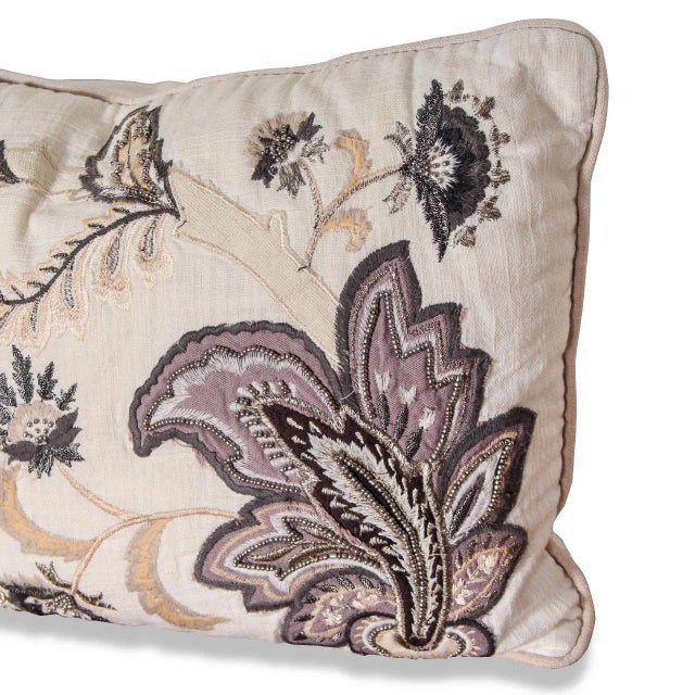 Traditional Pair of Sequin Paisley Lumbar Pillows For Sale - Image 3 of 5