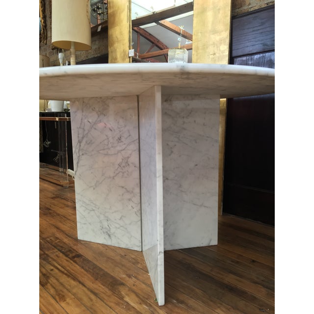 Round Carrara Marble Pedestal Dining Table | Chairish