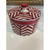 Modern Decorative Red & Navy Chevron Bowl & Lid For Sale - Image 9 of 9