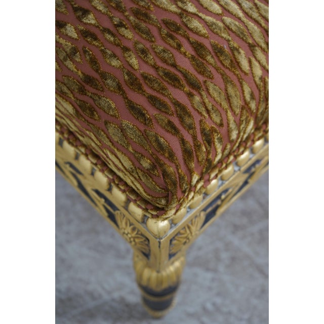 French Louis XVI Style Black & Gold Bench For Sale - Image 9 of 12