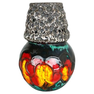 German Vintage Pottery Fat Lava Vase from Scheurich WGP, 1970s For Sale