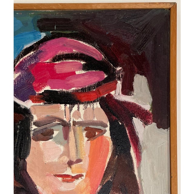 Abstract 1990 Impressionist Style Portrait - Oil on Canvas by Hannah Dalbey #1 - For Sale - Image 3 of 7