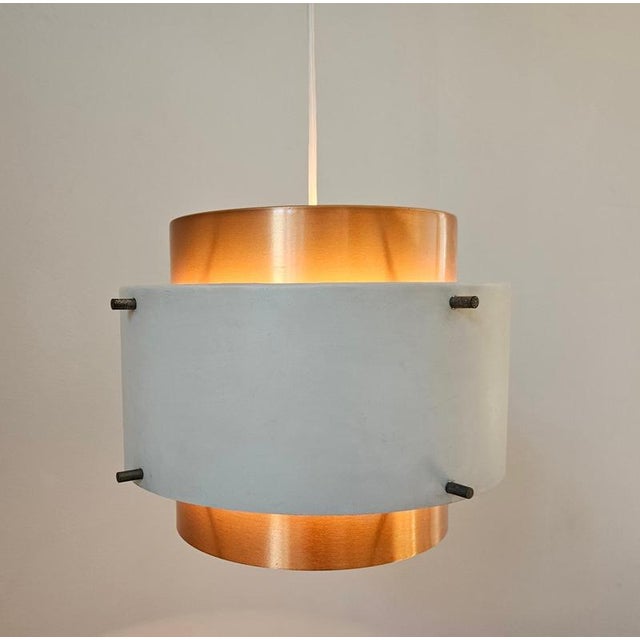 White Mid-Century Modern Pendant Light in the style of Jo Hammerborg, Denmark, 1970s For Sale - Image 8 of 12