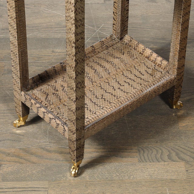 Mid-Century Modernist Python Side Table With Brass Castors by Karl Springer For Sale - Image 11 of 16