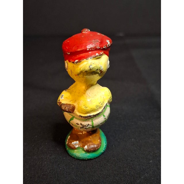 1920s Antique Hubley Cast Iron Golfer Duck Paperweight Duffer Figurine Original Paint For Sale - Image 5 of 11