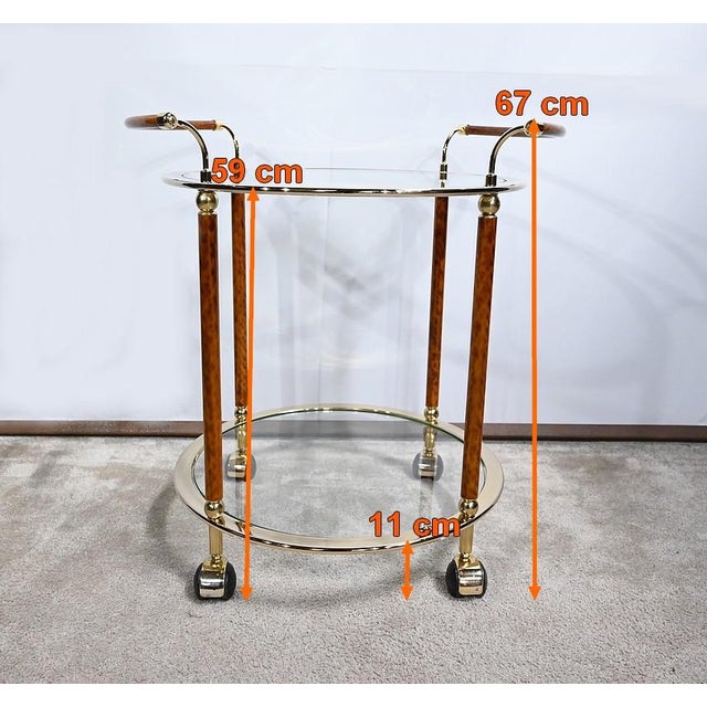 Roller Table in Glass and Gold Metal, 1980s For Sale - Image 13 of 15