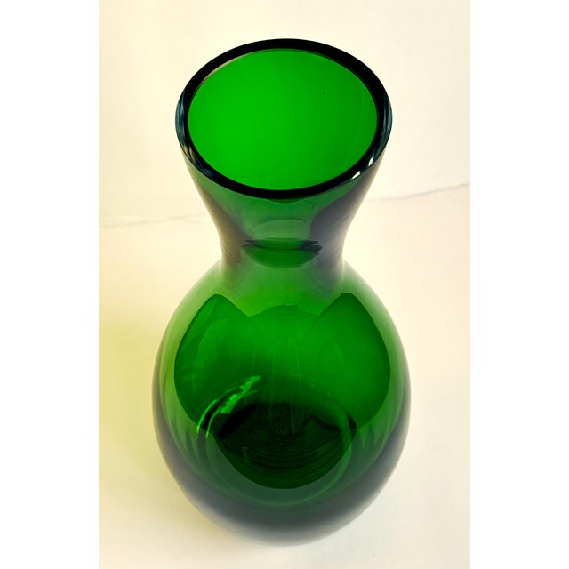 Glass Vintage Green Art Glass Vase For Sale - Image 7 of 9