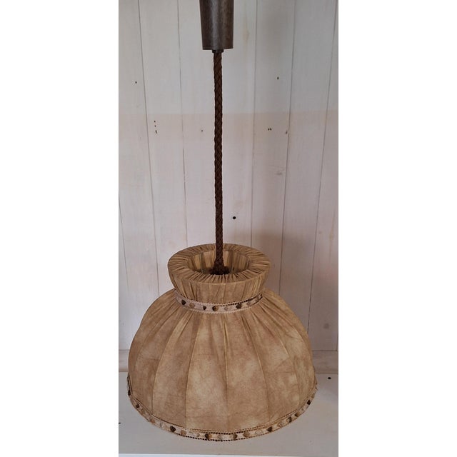 Vintage Ceiling Lamp with Marbled Vinyl Shade and Rope Mount, 1970s For Sale - Image 4 of 7