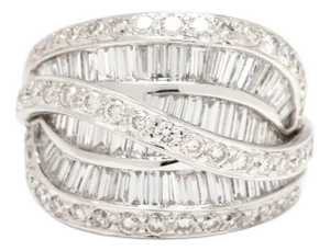 3.06ctw Diamond Twisted Statement Ring, 18k White Gold, Ring Size 8