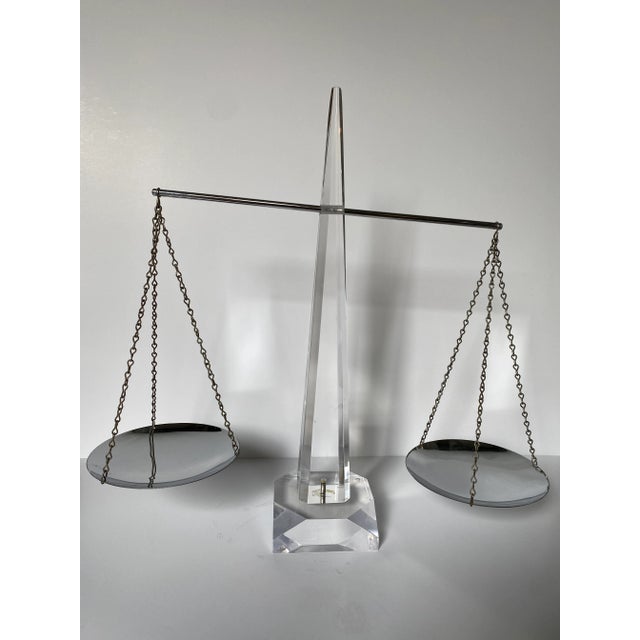 Mid Century Modern Chrome and Lucite Obelisk Scale For Sale In Houston - Image 6 of 8