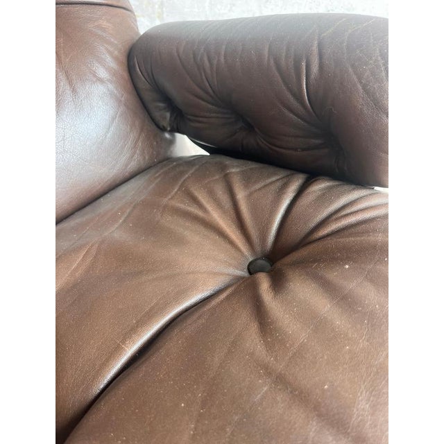 Vintage Scandinavian Leather Swivel Lounge Chair, 1970s For Sale - Image 6 of 8
