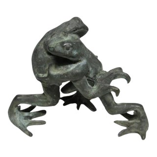 Antique Japanese Copper Sumo Wrestling Frogs For Sale
