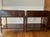 Pair of sleek and substantial mahogany side tables from the luxury Madeline Stuart collection. One drawer. Very heavy...