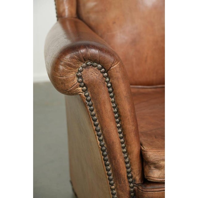 Vintage Sheepskin Wing Lounge Chair For Sale - Image 10 of 13