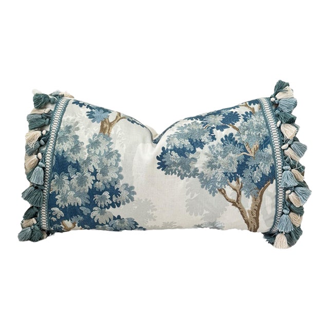 La Canopée Lumbar Pillow With Tassel Trim - Cascade For Sale