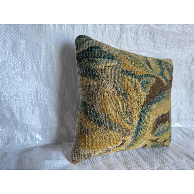 Mid-Century Modern 17th Century Flemish Botanical Tapestry Pillow For Sale - Image 3 of 4