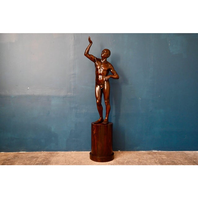 Italian Artist, Very Large Nude Sculpture of a Young Man, 1920s-1940s, Wood For Sale - Image 18 of 18