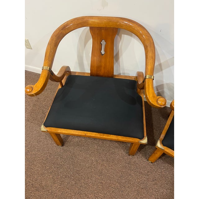 Mid-Century Modern James Mont Style MCM Horseshoe Club Chairs Set of 2 For Sale - Image 3 of 12