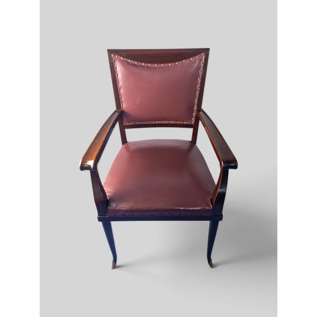 Mid-Century Italian Leather Desk Armchair by Vittorio Dassi, 1950s For Sale - Image 15 of 16