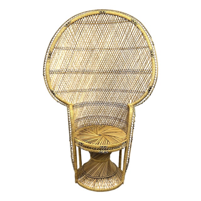 Classic Wicker and Rattan Peacock Chair. For Sale