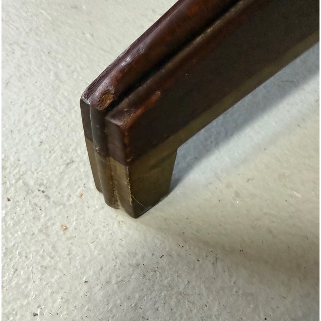 1960s Edward Wormley Model #5928 “A” Table for Dunbar, Walnut, Brass, and Terrazzo Top For Sale In Philadelphia - Image 6 of 10