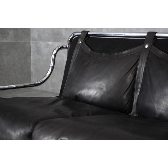 Black Black Leather Stringa 2-Seater Sofa by Gae Aulenti for Poltronova, 1960s For Sale - Image 8 of 18