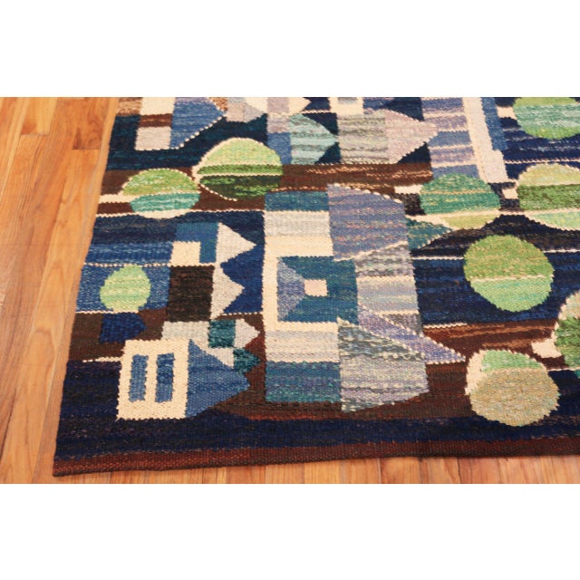 Blue Nazmiyal Collection Vintage Swedish Style Kilim Runner Rug For Sale - Image 8 of 9