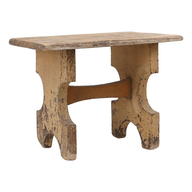 Rustic Low Stool in Painted Wood, France, 1900 For Sale