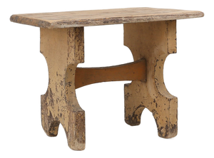 Rustic Low Stool in Painted Wood, France, 1900