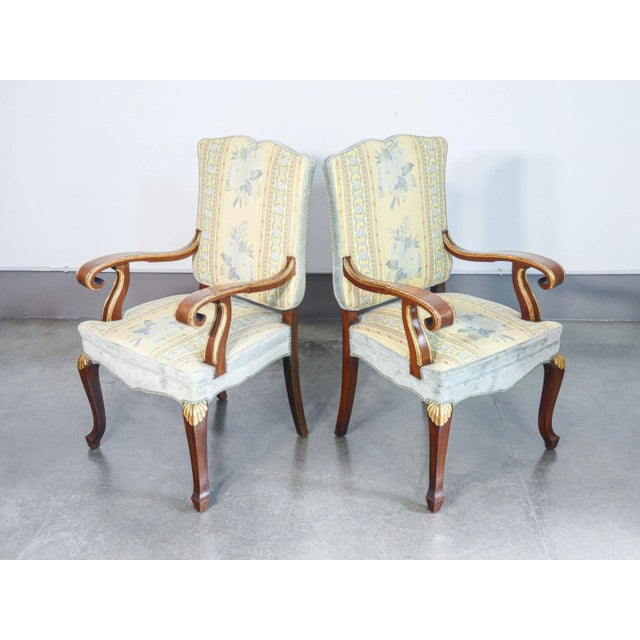 1920s Empire Style Armchairs in Walnut, Set of 2 For Sale - Image 5 of 11