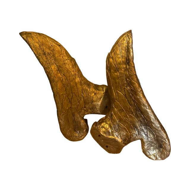 Vintage Italian Gilded Plaster Wings - A Pair For Sale - Image 4 of 5