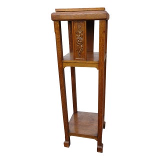Art Deco Carved Wood Plant Stand, 1930s For Sale