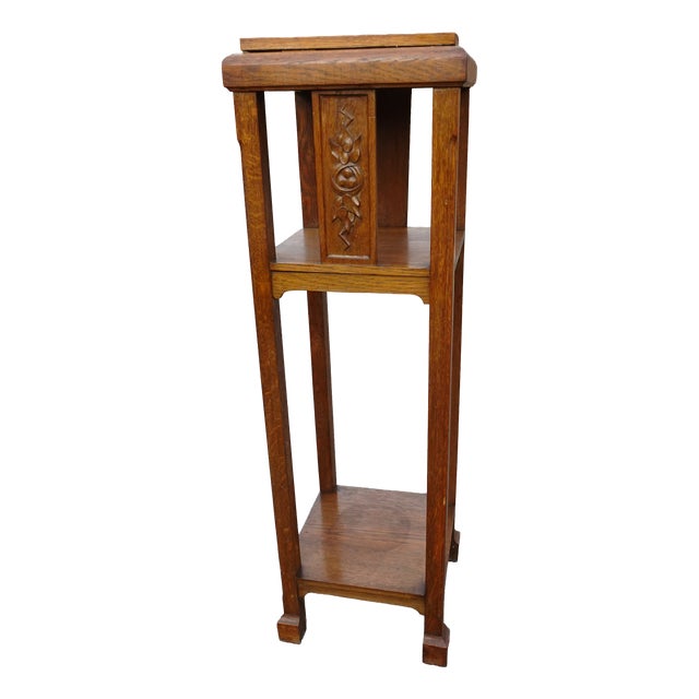 Art Deco Carved Wood Plant Stand, 1930s For Sale