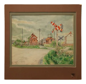1940s "Sissonne France" Watercolor Naturalistic Landscape Painting