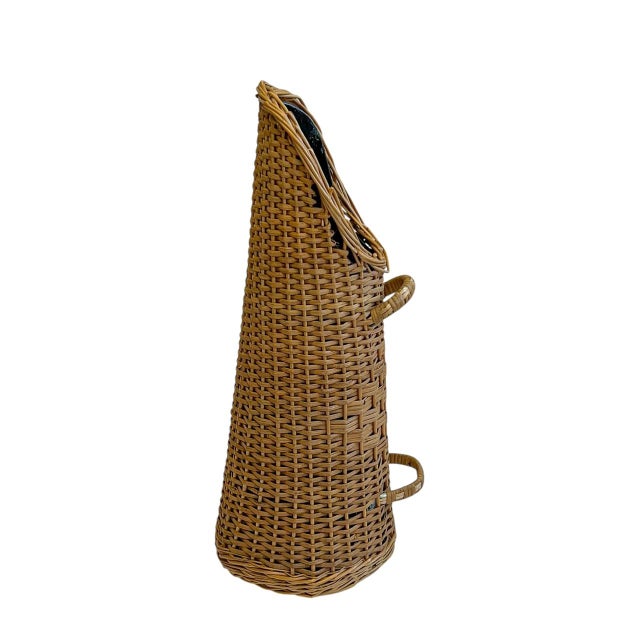 Mid-Century Modern Vintage Umbrella Stand in Metal and Rattan, 1960s For Sale - Image 3 of 10