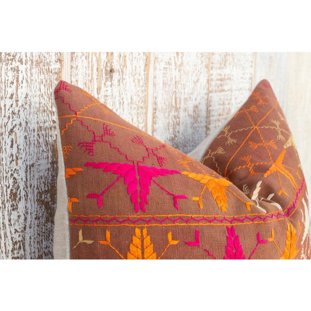 Ella Antique Indian Folk Lumbar Pillow For Sale In Los Angeles - Image 6 of 10