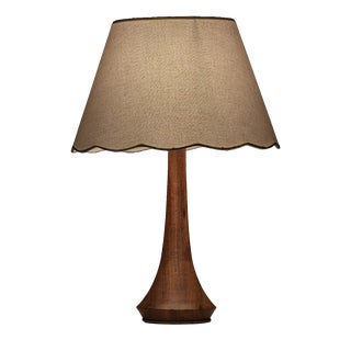 Organic Teak and Brass Table Lamp with Flower Shade, Denmark, 1960s For Sale