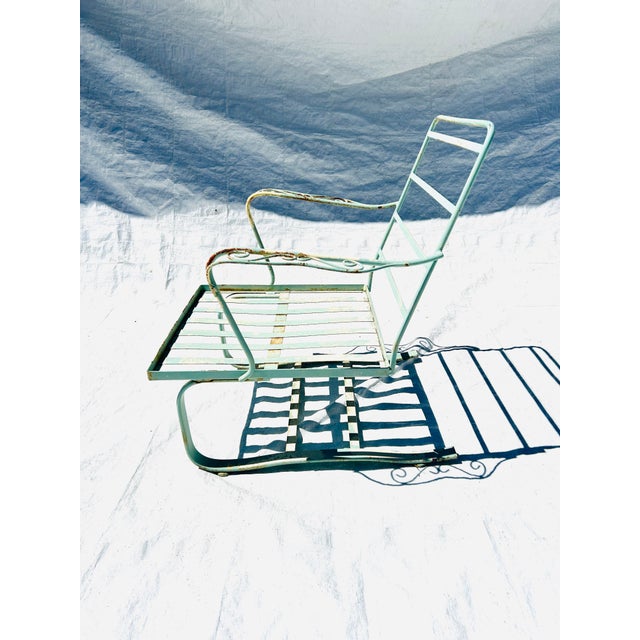 Late 60's -70's Midcentury Wrought Iron Patio / Outdoor Rocker Bouncer Club Chair, Very good condition and sturdy , might...